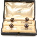 Set of four Regimental menu holders, cased.