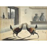 After Henry Alken, Cock fighting, a set of six hand-coloured prints,