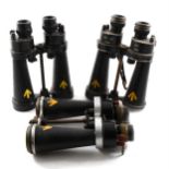 Three pairs of Barr & Stroud military binoculars, all cased, along with a small selection of