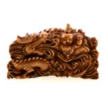 Japanese carved wood small scent bottle,