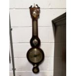 George IV mahogany banjo shape barometer, signed D. Solchi, Hull,