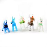 Collection of Venetian glass dog models,