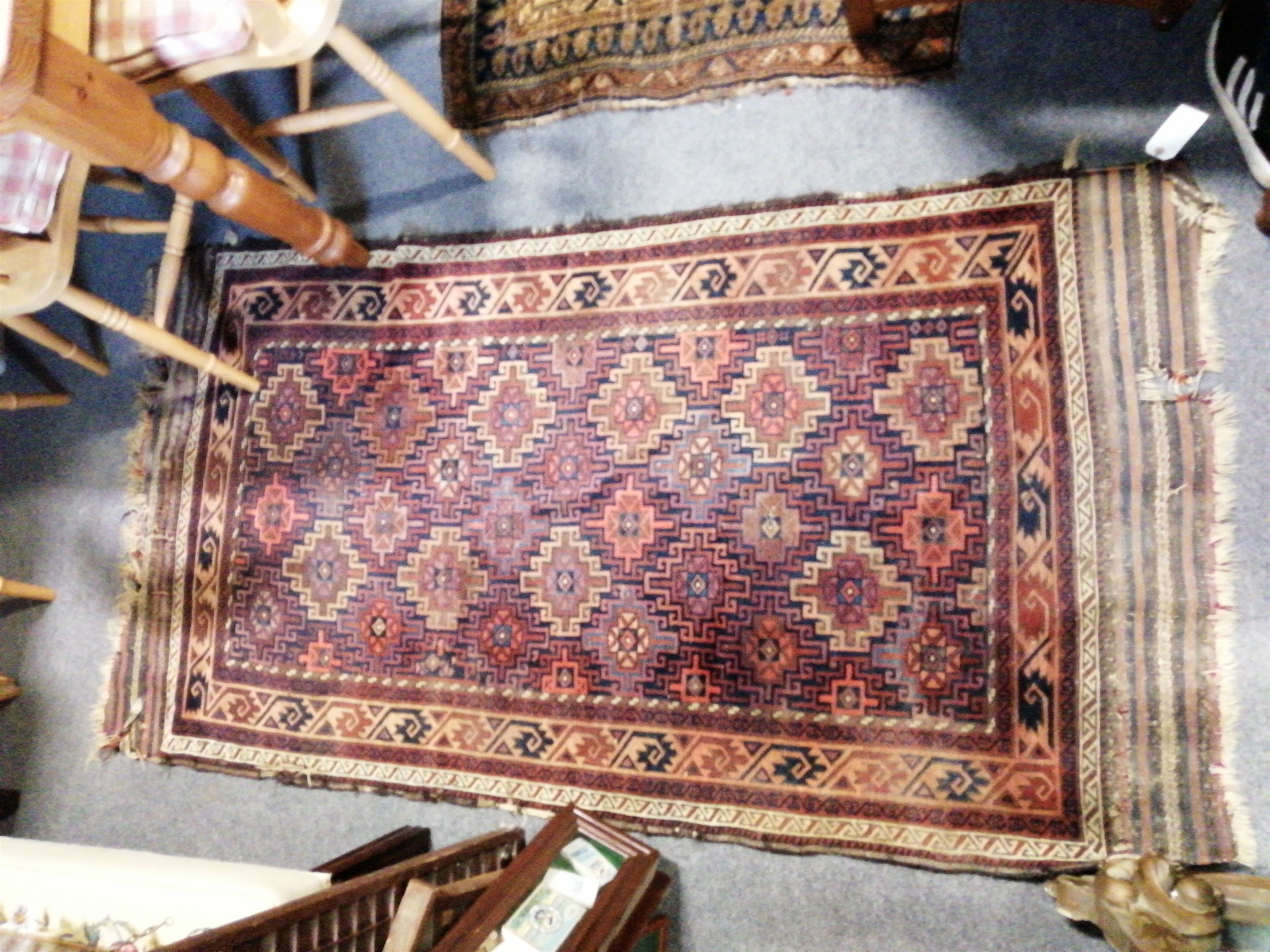 Small Persian pattern rug, lozenge medallion, and other Persian pattern rugs. (3)