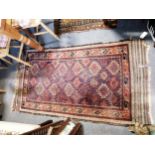 Small Persian pattern rug, lozenge medallion, and other Persian pattern rugs. (3)