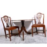 Set of five Hepplewhite pattern inlaid mahogany dining chairs,