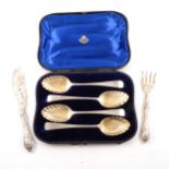 Set of four Georgian silver serving spoons,
