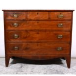 Early Victorian mahogany chest of drawers, rectangular top, three short and three long graduating
