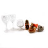 A collection of glass and ceramics, to include six Edinburgh crystal wine goblets and model swans