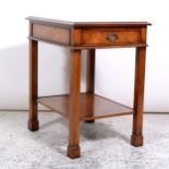 Reproduction walnut and burr walnut occasional table, rectangular top,