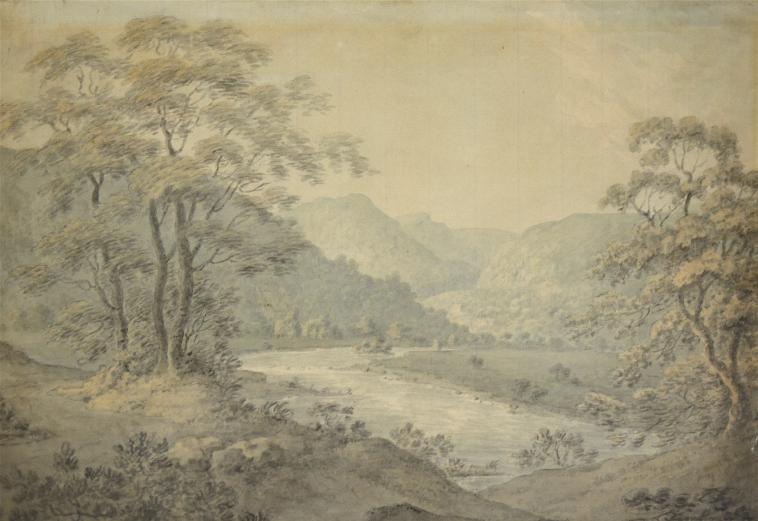 English school, probably late 18th century, river landscape