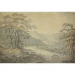 English school, probably late 18th century, river landscape