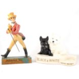 Reproduction candlestick telephone, Johnny Walker figure, Black and White Whisky figure.