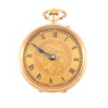 A 14k yellow metal open face fob watch