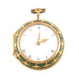 Thos. Nourse London, a gilt metal and shagreen pair cased pocket watch, 3rd quarter 18th Century,