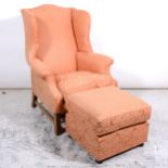 Wingback armchair and a stool