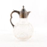 Silver mounted cut-glass claret jug,