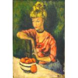 Circle of Marcel Dyf, Girl with oranges, oil