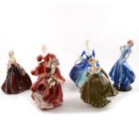 Royal Doulton and Coalport lady figurines,