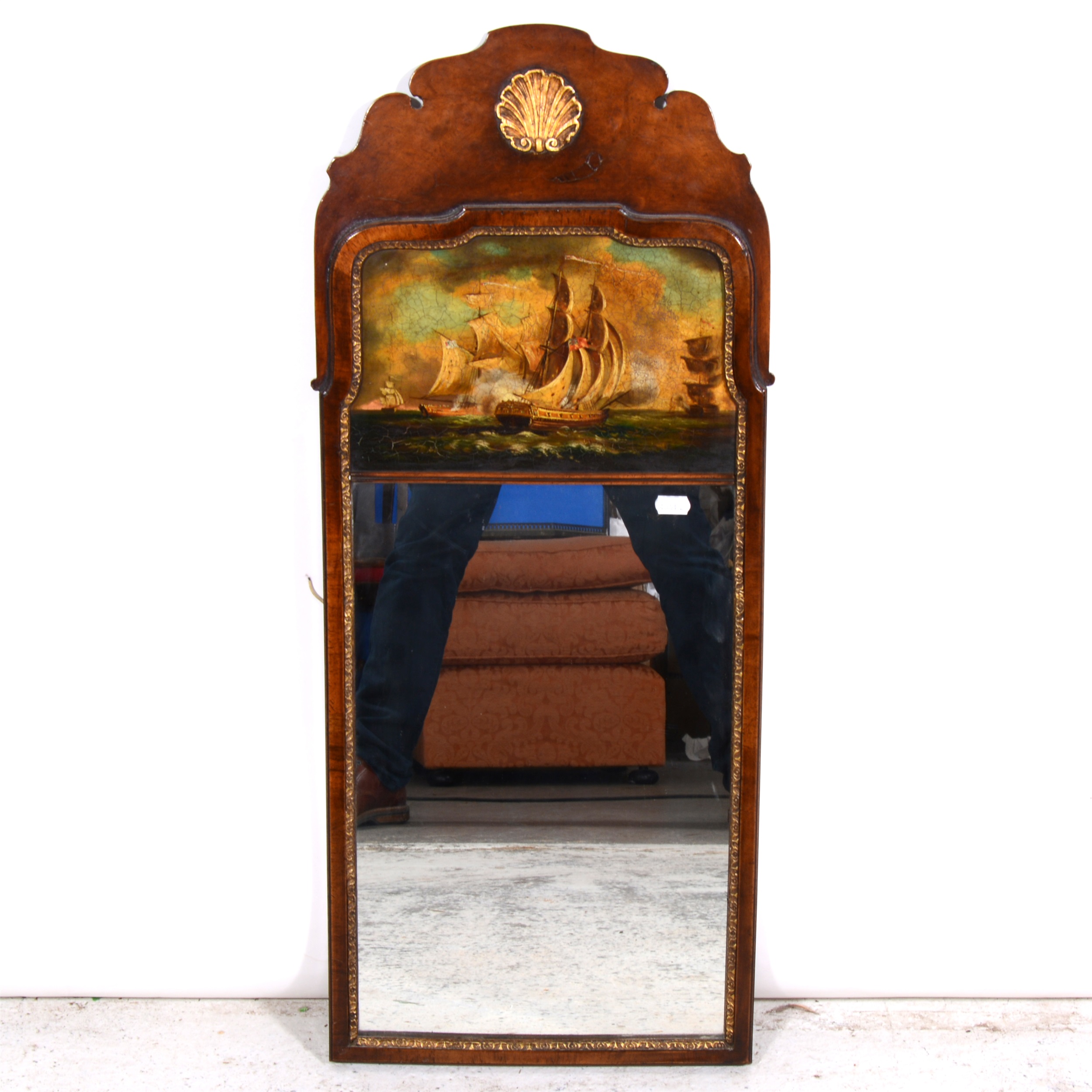 George II style walnut pier glass,