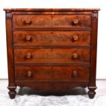Early Victorian mahogany chest of drawers, rectangular top, four long graduating drawers, with