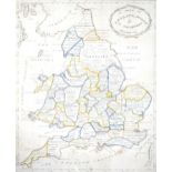 C Sharpley, A Map of England and Wales, Christmas 1823, hand-drawn in pen and ink