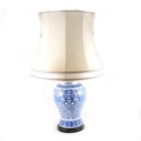 Modern Chinese vase and cover, converted to a table lamp