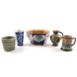 Five pieces of Doulton Lambeth stoneware,