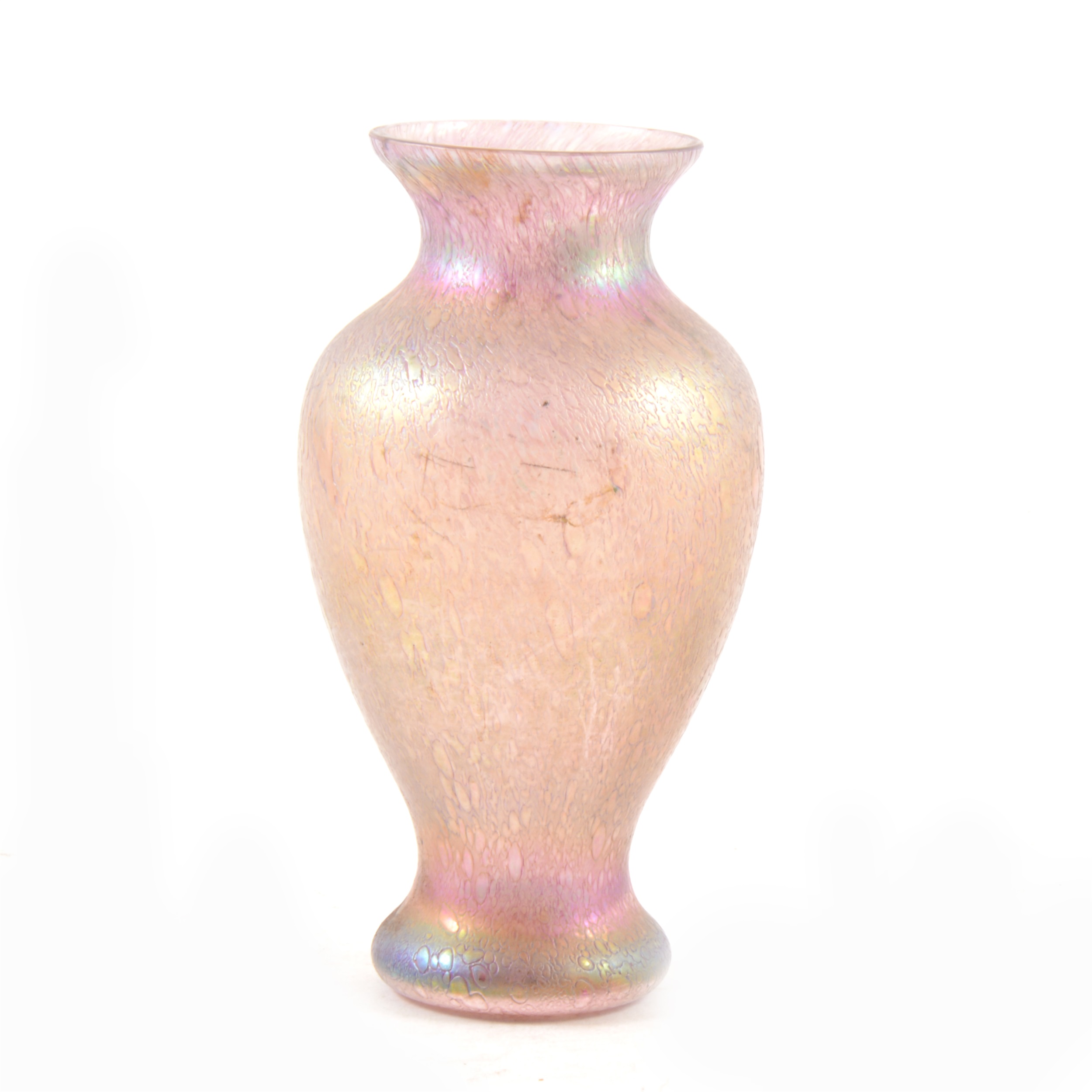 An iridescent glass vase, Loetz style