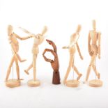 Collection of modern beechwood artist's lay figures