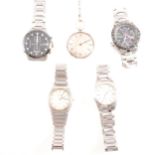 A collection of wrist watches and pocket watches