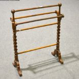 Victorian stained walnut towel rail