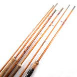 A quantity of seven vintage split-cane fly fishing rods