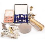 A collection of silver flatware and other items