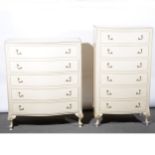 Cream and gilt painted five piece bedroom suite