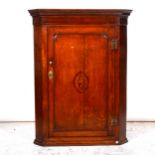 George III oak mahogany hanging corner cabinet,