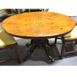 Victorian walnut and marquetry loo table