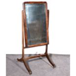 A Regency style mahogany cheval mirror