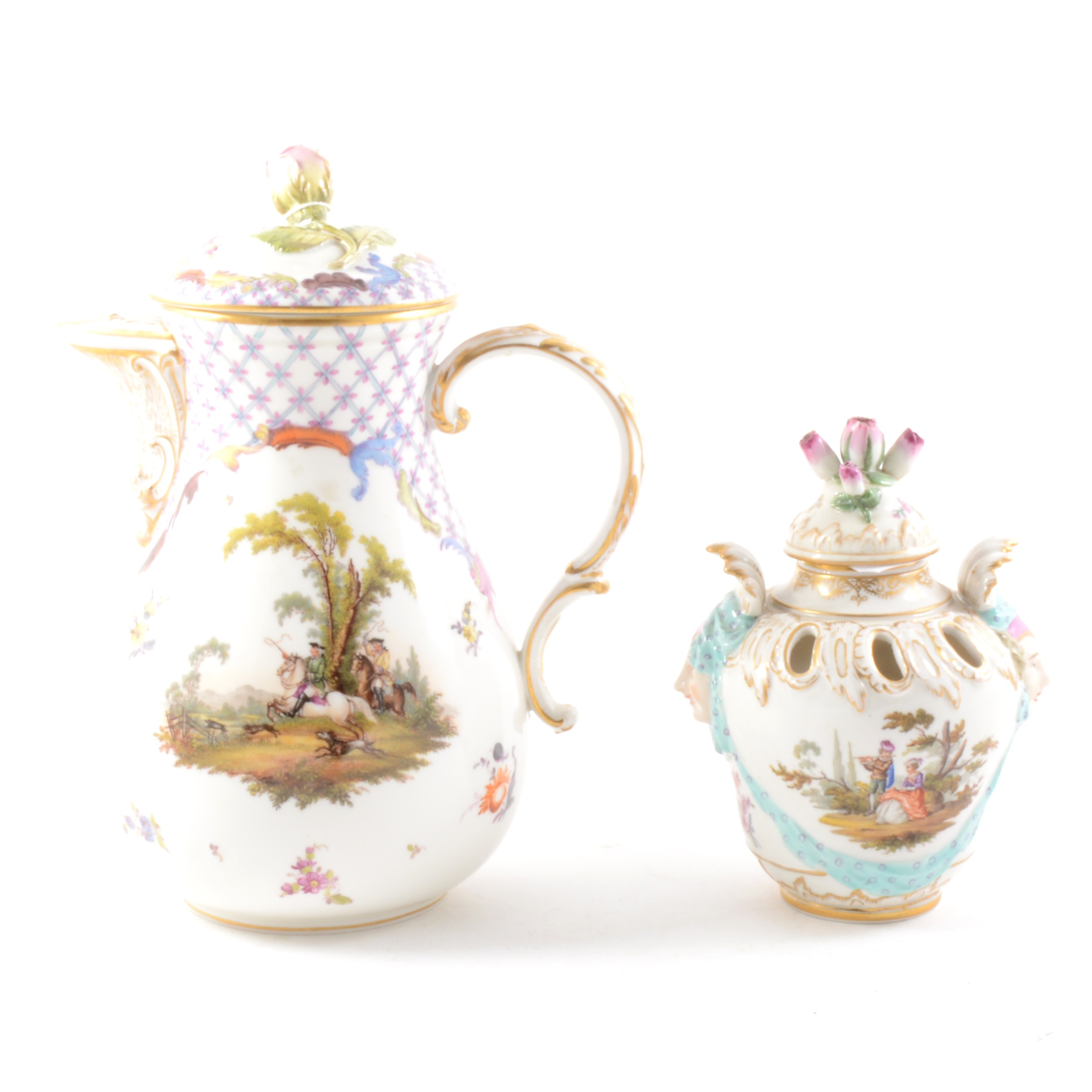A Meissen porcelain pear-shape jug, probably late 19th Century