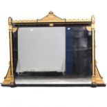 A Victorian ebonised and gilt over-mantel mirror