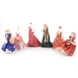 A Royal Doulton figure, Top O'the Hill, HN1834, 21cm; and five other decorative figures