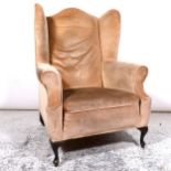 Late Victorian wing-back easy chair,
