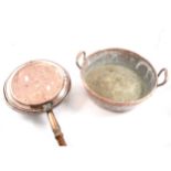 A Victorian copper warming pan, ...