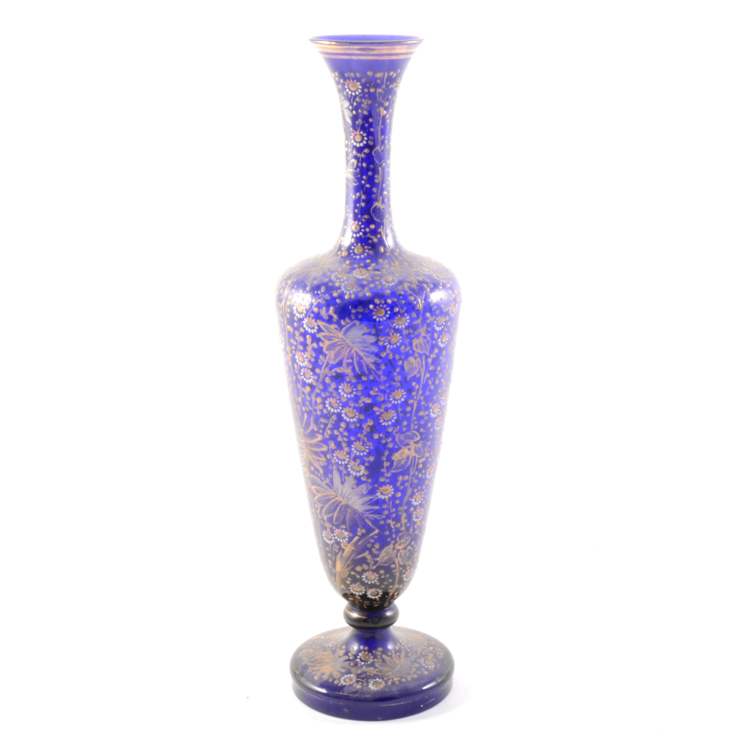 A blue glass vase