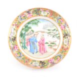 Chinese export porcelain plate, decorated with figures by a river
