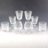 A set of six Edinburgh crystal wine glasses, and other glassware