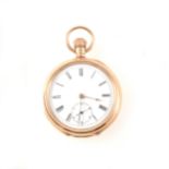 A 9 carat yellow gold open face pocket watch