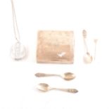 A collection of small silver and rose metal items