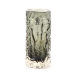 Whitefriars Textured Glass vase, bark effect, pewter colourway