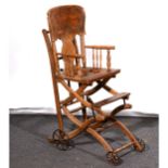 An American pattern oak child's high-chair