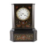 Charles X inlaid ebonised mantel clock
